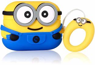 KHR Back Cover for Apple AirPods Pro | Cute 3D Minion Cartoon Character Silicon Case Cover with Keychain