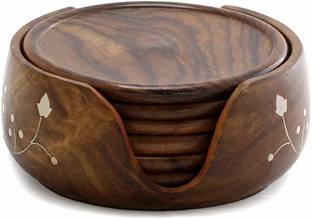 fara Creation Round Reversible Wood Coaster Set