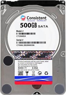 Consistent 2.5 500 GB Laptop Internal Hard Disk Drive (HDD) (CT2500SX)