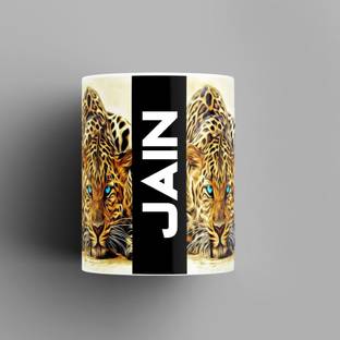 Beautum Name Printed Jain Cheetah Design Ceramic (350) ml. Model No:BMNAT007622 Ceramic Coffee Mug