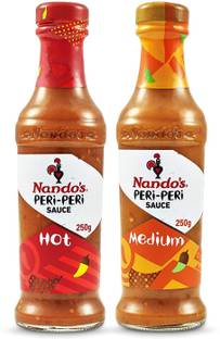 Nando's Combo Pack Of 2 |Peri Peri Sauce Hot & Medium For Dipping & Cooking| (250gm each) Sauces
