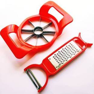 SlySign Rich Red Speed Apple Cutter & Peeler with Grater Apple Slicer
