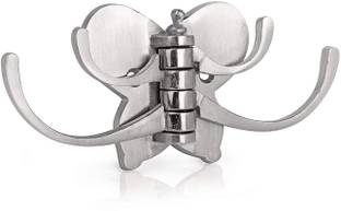 QUISTAL Butterfly Hook - 4 PIN Cloth Hanger Wall Hooks for Hanging Key, Clothes, Towel, Bag, Robe Hooks (Silver) (Pack of 1) Hook 4