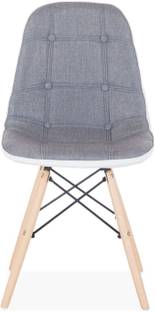 Finch Fox Eames Replica Cushioned Dining Chair in Fabric and White Leatherette (Grey & White Leather) Fabric Living Room Chair