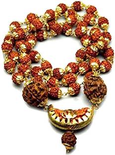 Gokulshoppe Ek Mukhi Kaju Rudraksha Mala Stone Chain Set