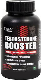 HealthVit Fitness Testosterone Booster Supplement, Boost Men Muscle Growth & Energy | 60 Capsules. Protein Bars