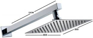 Prestige Stainless Steel 8"x8" Ultra Slim Square Rain Shower Head with 15 cm square arm Shower Head