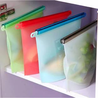 saluna silicon container pouch, Food Storage Bag, airtight bag for fridge, Leak proof Airtight Pouch for Kitchen, Leak Proof FreezerBag Silicone Storage Pouch