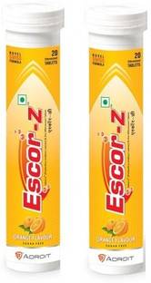 ESCOR-Z Vitamin C Orange Flavour Sugar Free Tablets 20's Pack Of 2
