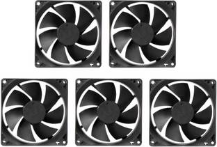 TechSupreme PACK OF 5 DC 12V Cooling Fan for PC Case 80X80X25MM Cabinet Fan 3.5-Inch Square Cooling Fa...