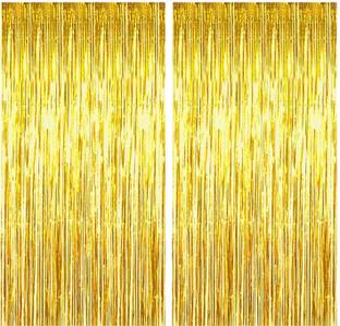 DECOR MY PARTY Gold Metallic Fringe Foil Golden Curtains For Party Home Decoration Plastic Curtain For Wall Decorations
