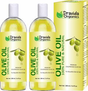 Dravida Organics Extra Virgin Olive Oil for Beautiful Hair, Skin, Face & Body Massage Oil Hair Oil