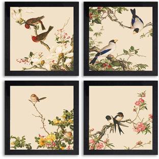 Poster N Frames SET OF 4 BIRDS-012 Digital Reprint 14 inch x 14 inch Painting
