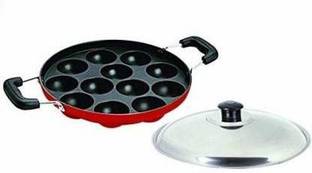 HoneyDell 12 Cavities Non Stick Appam Patra with Lid and Side Handle/ kulipaniyaram pan nonstick/ appe/ aapee ka sacha/ panniyaram kadai/ Paniyarrakal/Paniyaram/Appam Pan/Appam Maker/Pan Cake/guntapongadalu pan/appam kadai/Ponganal Maker/idali Maker/idli Pan kadai/litti maker Paniarakkal with Lid Paniarakkal with Lid Paniarakkal with Lid 0.5 L capacity 23 cm diameter