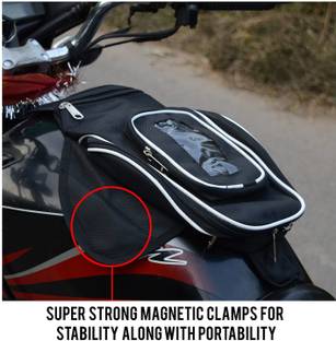SELVIKE Saddle Bag Black, White Fabric Motorbike Saddlebag