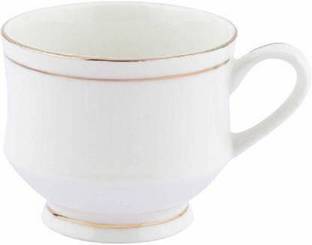 RAGHAV EMPORIUM Pack of 6 Ceramic Pack of 6 Gold Line designer Bone China Cup