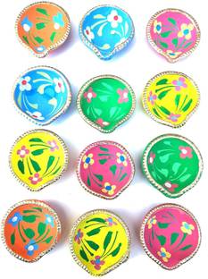 hc the crafts Earthenware (Pack of 12) Table Diya Set