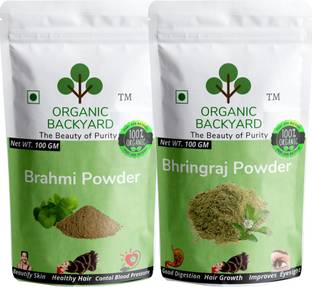 Organic Backyard 100% Natural Brahmi and Bhringraj Powder Combo 100gm Each for Hair Care