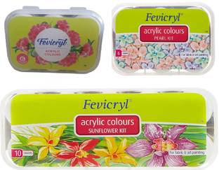 Fevicryl Paint set(Sunflower kit + Lilac kit + Pearl kit)