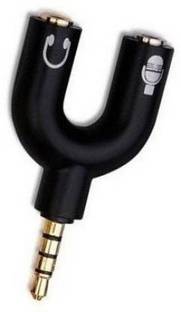 Wiofy AUX Cable 0.5 m 3 Pin 3.5mm U Shape Stereo Jack Audio Headset 0.05 m AUX Cable (Compatible with ALL PHONES, Black, One Cable)