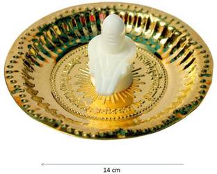 VALUE CRAFTS White Shivling/marble stone with plate Marble