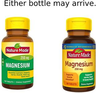 Nature Made Magnesium 250 mg helps Nerve & Muscle Function - 100 Tablets