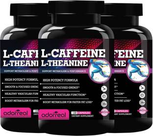 Adorreal L-Caffeine L-Theanine for Support metabolism & performance (Pack of 3)