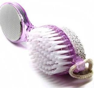 World Wide Villa FOOT SCRUBBER PEDICURE BRUSH 4 IN 1 STYLE WITH PUMICE STONE SIDE PURPLE COLOR
