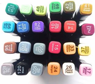 TouchCool Twin Headed Sketch Marker for Manga and Impression Good for Art Lovers and Artist (Multicolour) -Set of 24 pieces