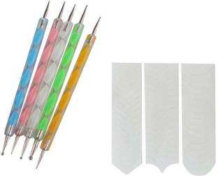 McAdams Nail Art Dotting Pen Marbelizing Tool And 1 Pc French Manicure Nail Art Tip Sticker