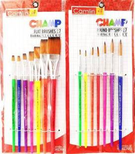 Camlin champ brush round 7 brush + flat 7 brush set of 2