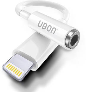Ubon White WR-466 3.5 mm Headphone Jack Adapter Connector Supported Music Control and Calling Function Audio Adapter Phone Converter