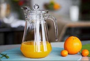 DULARIYA Glass Pitcher With Plastic Lid, Drinking Beverage Jug, Glass Water Jug for Home Use(1L, Pack Of 2) Jug Glass Set