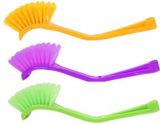 hipbrat Toilet seat/Sink Brush seat Cleaning Brush Set of 3 (Multicolored) Size Small with Holder