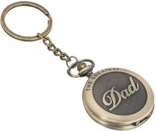 V E Greatest Dad Designer Vintage Clock Metallic Keychain Locking Key Chain