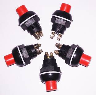 Octo Mini On-Off Momentary Red Push Button Horn Switch (Pack of 5) Electronic Components Electronic Hobby Kit