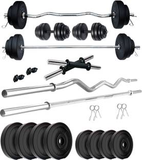 KRX 20 kg PVC 20 Kg with One 3 Ft Curl + One 3 Ft plain Rod and One Pair Dumbbell Rods Home Gym Combo