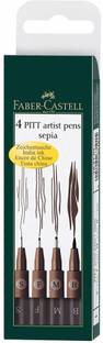 FABER-CASTELL 4 Pitt Artist Pens Black Fineliner