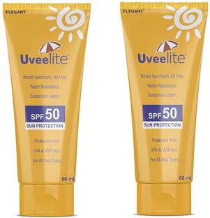 ELEGANT Sunscreen - SPF 50 Uveelite Sunscreen Lotion 60ml SPF 50 (Pack of 2)