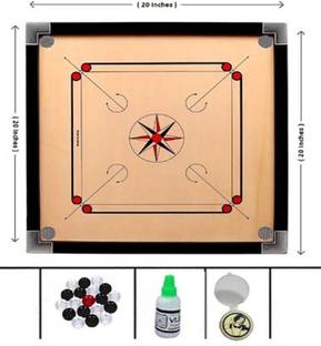 Shanti Enterprises SE CARROM GLOSS FINISH SMALL 20 INCH CARROM BOARD WITH SPECIAL COINS , STRIKER 20 inch Carrom Board