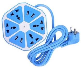 Immutal Extension Board 4 USB Ports 1.8 M Cable Multi Switched Socket Hexagon Charging Station EU Plug 4 Sockets + 4 USB Ports Multi Plug Use for Home/Office 4 Socket Extension Boards 4 Socket Extension Boards Three Pin Plug