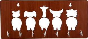 SEHAZ ARTWORKS Five-Animals-KeyHolder Wood Key Holder