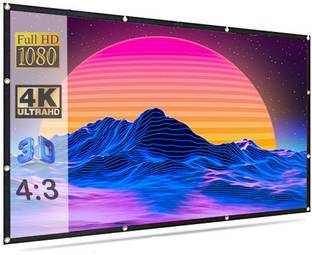 Moiz 150" Inch Projector Screen (Foldable) 10 x 8 Feet 4:3 Ratio 3D UHD Supported Design 117 Projector Screen (Width 305 cm x 244 cm Height)