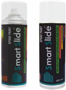 SMART SLIDE Clear Lacquer & Gloss White Multipurpose Color Spray Paint Can for Cars / Bikes / Furniture / Plastic / Wood / Glass Multicolor Spray Paint 800 ml