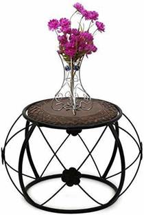manzees Wooden Wrought Iron Rounded Stool For Living Room, Home decor, OutDoor Decor, Garden, Balcony Stool Decor ( Round Shaped ) Stool