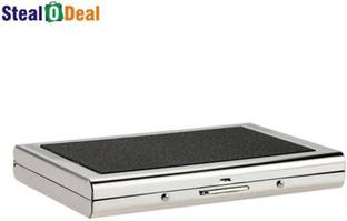 StealODeal Metal Black Leather Piece 6 Card Holder