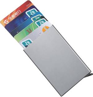 StealODeal Silver Automatic Pop-Up RFID Protection Cards Case 8 Card Holder