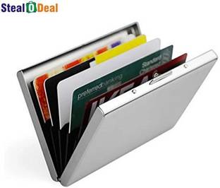 StealODeal Stainless Steel Front Pocket Business Credit/Debit/ATM Slots 6 Card Holder