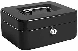 Betlex 6" Petty Cash Tin Steel Money Safe Box with Lock 2 Keys - Black -BL-02 Cash Box