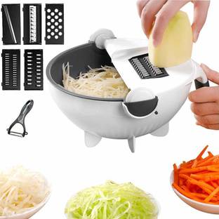 onlineshop Wet Basket Vegetable Cutter - Multi Function Vegetable Cutter with Drain Basket Magic Rotate Vegetable Cutter Vegetable & Fruit Chopper